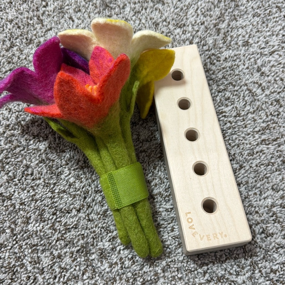 Lovevery Felt Flowers in a row
